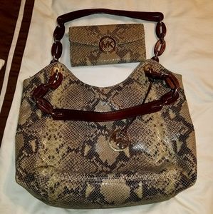 Michael Kors Python Snakeskin Purse and Wallet Set